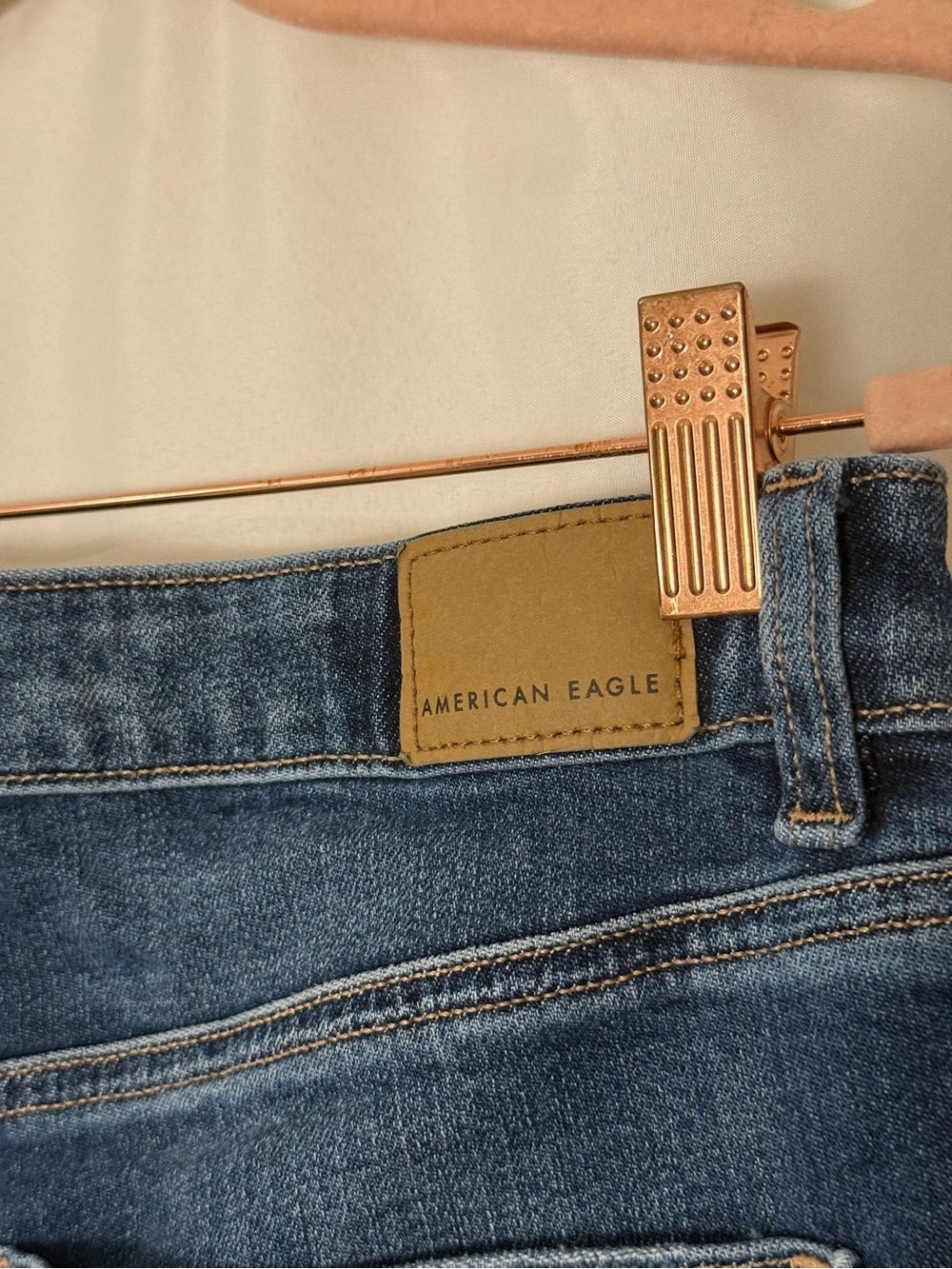 AE American Eagle Super High Waist Baggy Wide Leg Distressed Jeans Dark Blue 4 - Picture 3 of 6